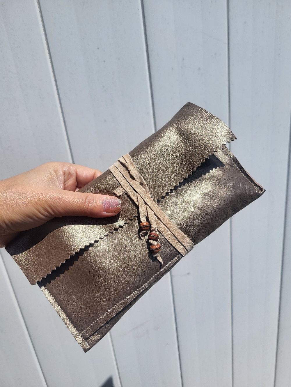 Handmade Boho Leather Wrap Clutch Wallet Soft Leather